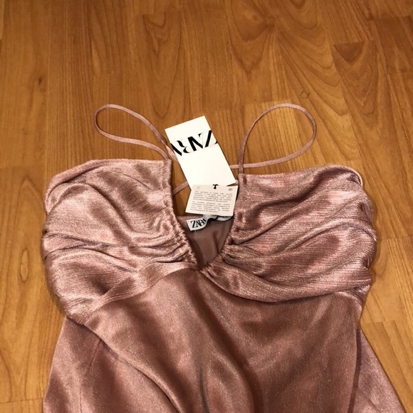 Zara viral pastel powder pink metallic knit midi dress - Large (L) - Picture 11 of 12